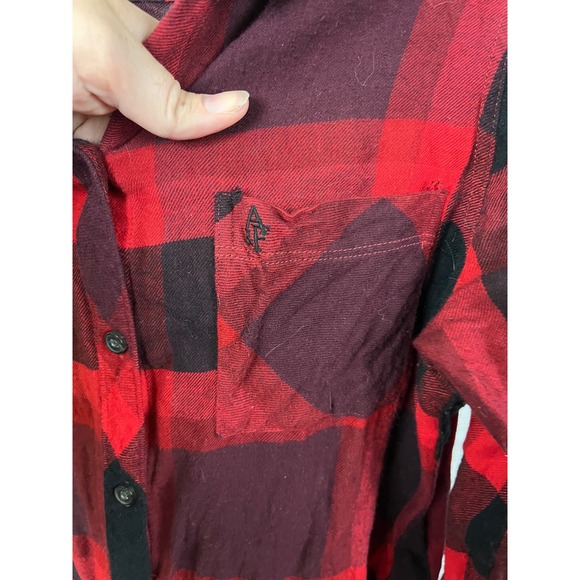 Abercrombie & Fitch Women's Buffalo Plaid Button Down Flannel Shirt- Size Large - Picture 7 of 8